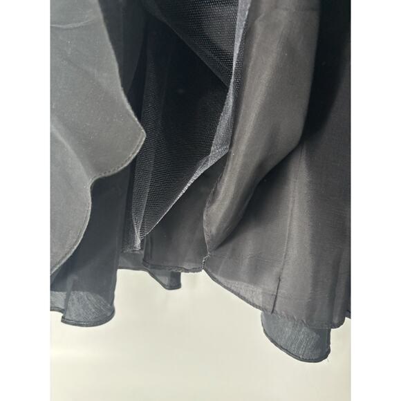 Vintage JS Collections Skirt Womens 14 Black 90s Satin A Line Flounce Lined Maxi - Picture 13 of 16